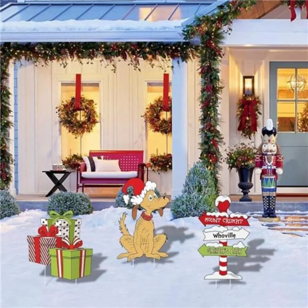4 Pcs Christmas Yard Signs Stakes Outdoor Decorations  Large‎ Decorations Signs